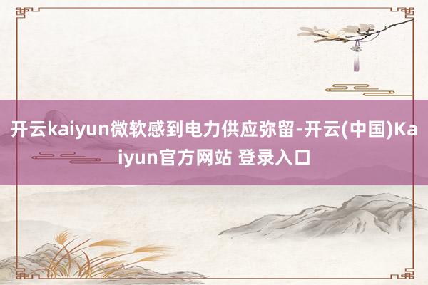 开云kaiyun微软感到电力供应弥留-开云(中国)Kaiyun官方网站 登录入口