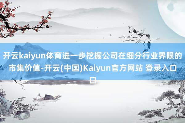 开云kaiyun体育进一步挖掘公司在细分行业界限的市集价值-开云(中国)Kaiyun官方网站 登录入口