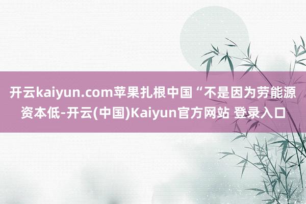 开云kaiyun.com苹果扎根中国“不是因为劳能源资本低-开云(中国)Kaiyun官方网站 登录入口