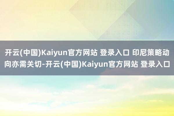 开云(中国)Kaiyun官方网站 登录入口 印尼策略动向亦需关切-开云(中国)Kaiyun官方网站 登录入口