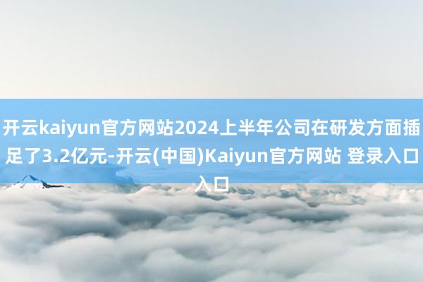 开云kaiyun官方网站2024上半年公司在研发方面插足了3.2亿元-开云(中国)Kaiyun官方网站 登录入口