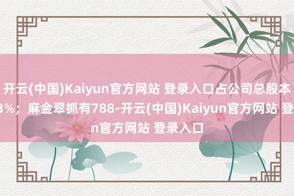 开云(中国)Kaiyun官方网站 登录入口占公司总股本的1.03%；麻金翠抓有788-开云(中国)Kaiyun官方网站 登录入口