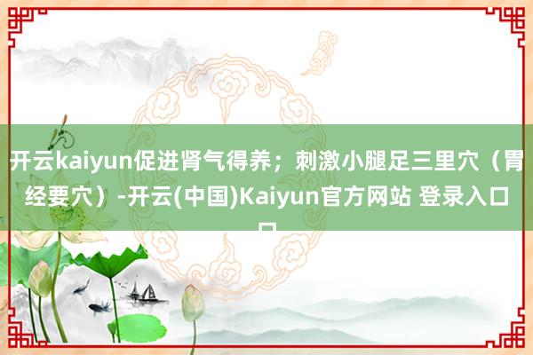 开云kaiyun促进肾气得养；刺激小腿足三里穴（胃经要穴）-开云(中国)Kaiyun官方网站 登录入口