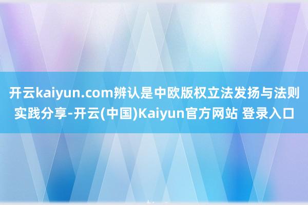 开云kaiyun.com辨认是中欧版权立法发扬与法则实践分享-开云(中国)Kaiyun官方网站 登录入口